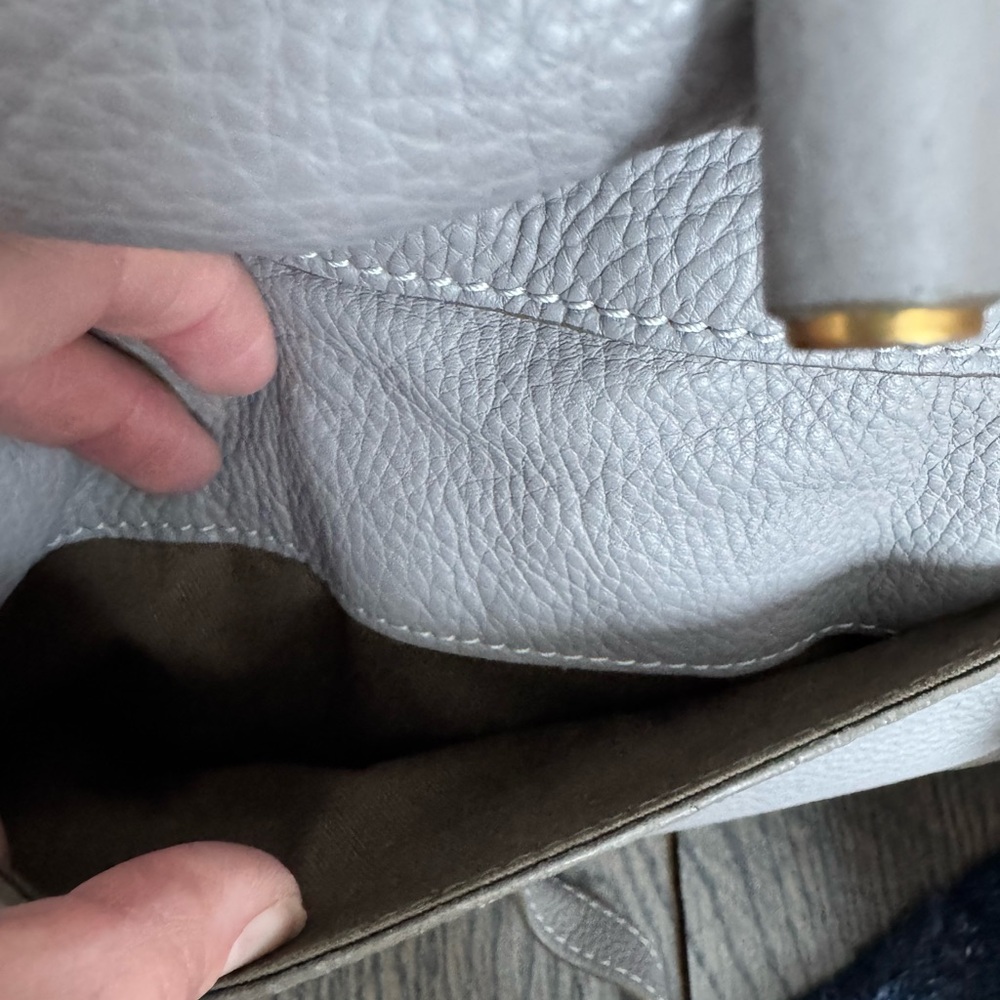 Chloe Marcie Medium Gray Leather Satchel - Picture 6 of 16